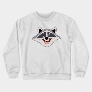 Raccoon funny head, cute animal t shirt, Happy Raccoon face Crewneck Sweatshirt